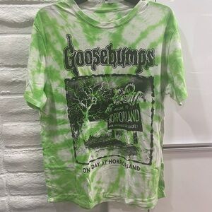 Rad green tie dye goosebumps horror horrorland tee shirt